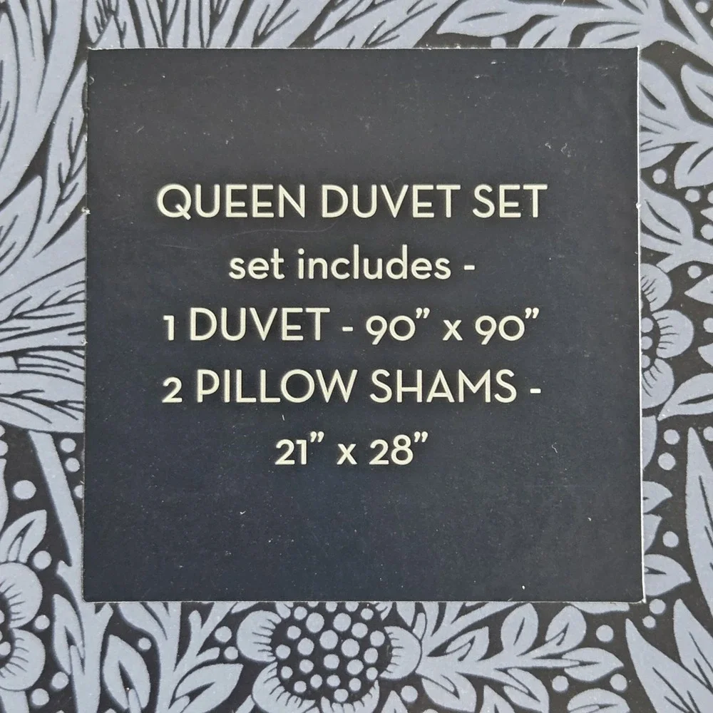 William Morris Queen Duvet Set 3pc Cotton Honeysuckle Tulip Sea Green Pattern‎